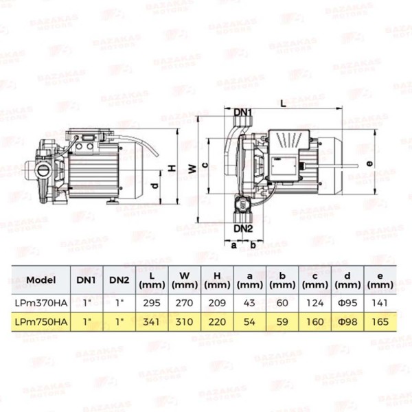 Πιεστικό Συγκρότημα Ζεστού Νερού LPm750HA 1Hp LEO (01D41)
