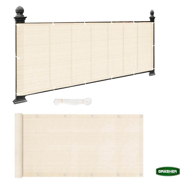 Διαχωριστικό Δίχτυ Μπαλκονιού 160gr/m² Εκρού 1.2x6m Με Κρίκους GRASHER (103834)