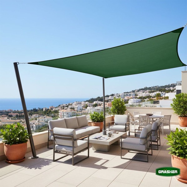 Πανί Σκίασης Ορθογώνιο Ε220 180gr/m² Πράσινο 2x3m Με Κρίκους GRASHER (104146)
