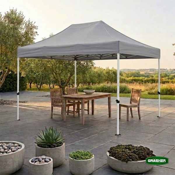 Πτυσσόμενο Κιόσκι Κήπου 3x4,5m Γκρί 800D TGH4438 GRASHER (104240)