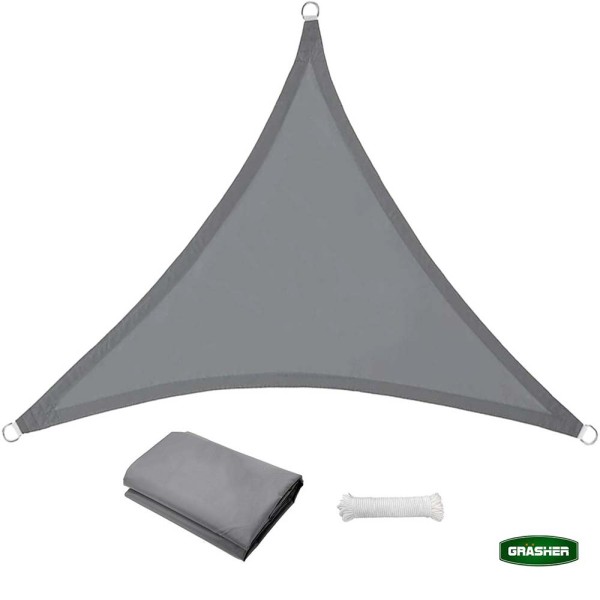 Πανί Σκίασης Oxford Αδιάβροχο Τρίγωνο 180gr/m² Γκρί 5x5x5m Με Κρίκους GRASHER (104125)