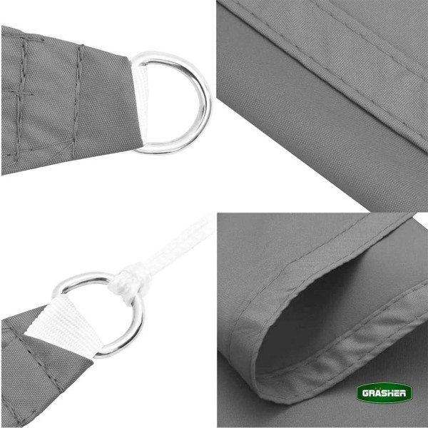 Πανί Σκίασης Oxford Αδιάβροχο Τρίγωνο 180gr/m² Γκρί 3,5x3,5x3,5m Με Κρίκους GRASHER (104132)