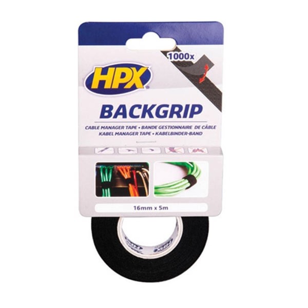Ταινία Back Grip Τακτοποίηση Καλωδίων Μαύρη 16mm X 5m HPX (160500122)