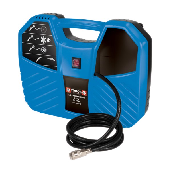 Αεροσυμπιεστής Mονομπλόκ 1.5Hp Oil Free (Χωρίς Λάδι) Συνεχούς Ροής + Εξαρτήματα EXPRESS (602035)