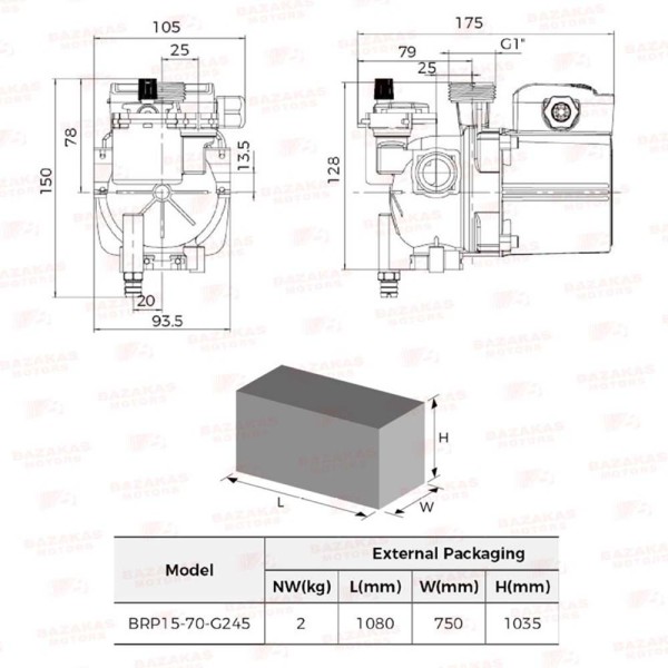 Κυκλοφορητής Μονάδων Θέρμανσης Αερίου INVERTER BRP15-70-G245 LEO (01D55)