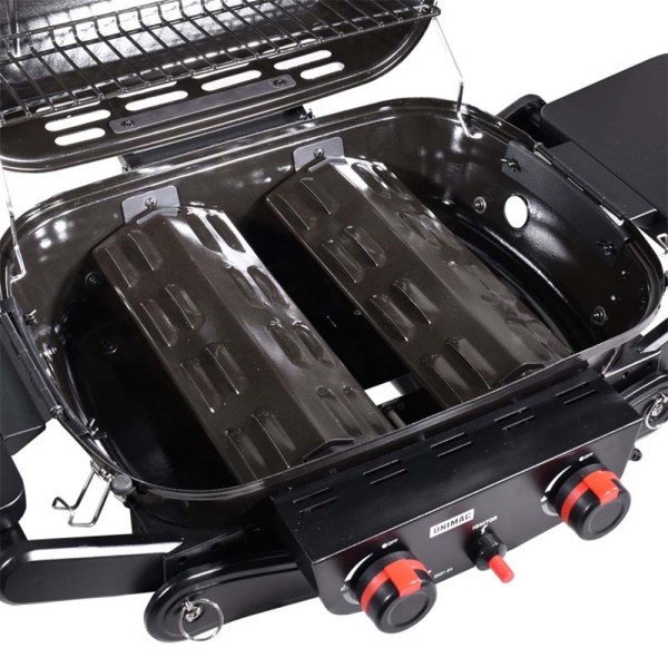 Φορητή Ψησταριά (BBQ) Υγραερίου Inox με 2 Καυστήρες Compact Unimac (661330)