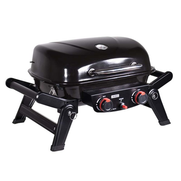 Φορητή Ψησταριά (BBQ) Υγραερίου Inox με 2 Καυστήρες Compact Unimac (661330)