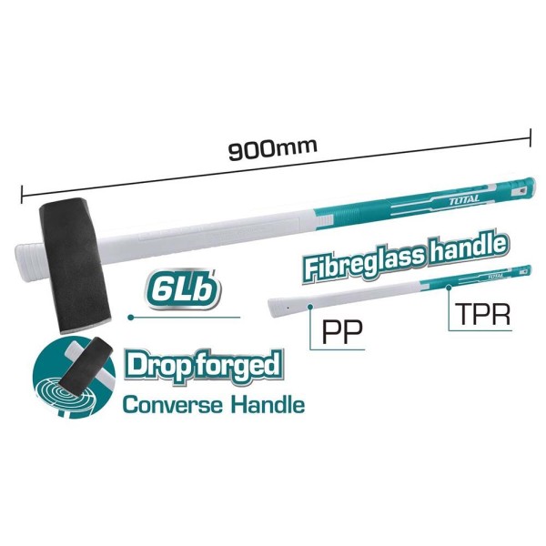 Τσεκουροβαριά Σχισίματος με Fiberglass Λαβή 2.7kg TOTAL (THT78206D)