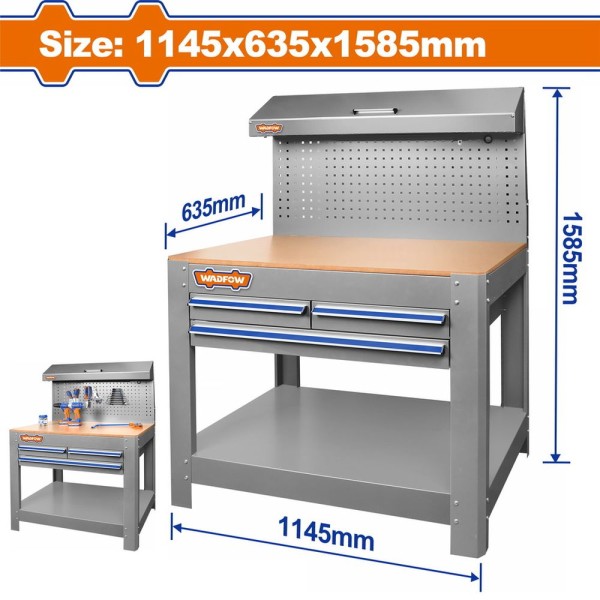 Πάγκος Εργασίας Με Συρτάρια 1145X635X1585mm Wadfow (WCS5A05)