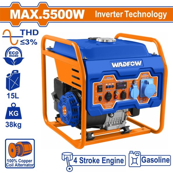 Ηλεκτρογεννήτρια Βενζίνης Inverter 5.500W Wadfow (WGEAB08)