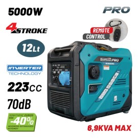 Γεννήτρια Βενζίνης Inverter με Ρόδες Συνεχ. Απόδοση 5000W 223cc 70dB-Τηλεχειρισμό BGB2050 Bormann Pro (083023)