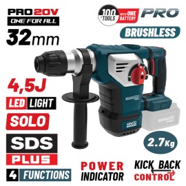 Πνευματικό Σκαπτικό Μπαταρίας SDS-PLUS Brushless 20V 4.5J 0-760rpm SOLO BBP5335 Bormann Pro (083474) 