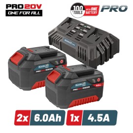 Starter Kit 20V 2x6.0Ah & Διπλός Ταχυφορτιστής 4.5A BBP9966 BORMANN Pro (083504)