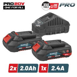 Starter Kit 20V Mπαταρία 2x2.0Ah & Φορτιστής 2.4Α BBP9922 BORMANN Pro (083511)