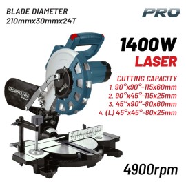 Φαλτσοπρίονο Ρεύματος 1400W Laser Φ210x30mm 24T BDX2135 Bormann Pro (083894)