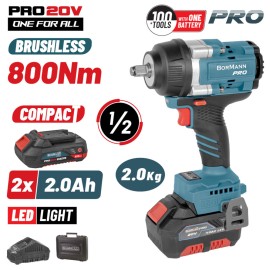 Μπουλονόκλειδο Brushless 20V 2x2Ah 800Nm με Βαλίτσα BBP5386X22C Bormann Pro (084938)