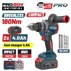Κρουστικό Δραπανοκατσάβιδο Compact Brushless Μπαταρίας 20V 2x4.0Ah BBP5461X44CA Bormann Pro (085201)