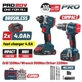 Σετ Compact Brushless Μπαταρίας Κρουστικό Δραπανοκατσάβιδο & Μπουλονόκλειδο BBP5465X44T2CA Bormann Pro (085263)
