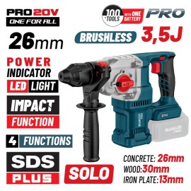 Πνευματικό Σκαπτικό Μπαταρίας SDS-PLUS Brushless 250V 3.5J 0-1150rpm SOLO BBP5315 Bormann Pro (083016) 