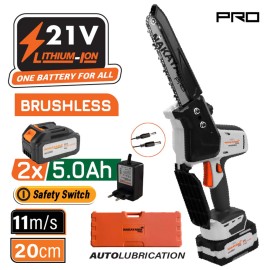 Κλαδευτικό Αλυσοπρίονο Μπαταρίας 21V 2x5Ah Brushless Λάμα 20cm EC1520 Nakayama Pro (082927)