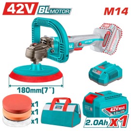 Επαγγελματικός Γωνιακλος Αλοιφαδόδος Li-ion 42V 180mm 2Ah 1 Μπαταρία Brushless Total (TAPLI42181E)