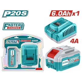 Σετ Μπαταρία 20V 6Ah Li-ion και Ταχυφορτιστής TFCLI20411E Total (TFBCPK1416E)