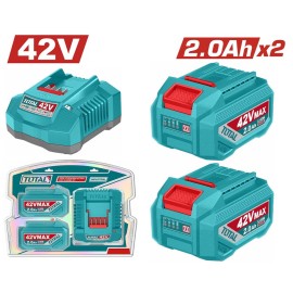 Σετ 2 Μπαταρίες Li-ion 42V 2Ah TFBLI42201E και Φορτιστής TFCLI42021E Total (TFBCPM20221E) 