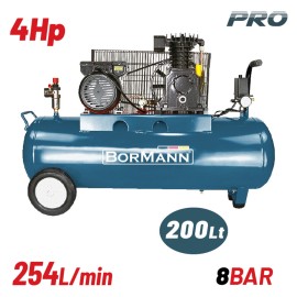 Αεροσυμπιεστής Ιμάντα 4Hp 200lt 254lt/min BAT5018 Bormann Pro (082958)