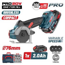 Mini Γωνιακός Τροχός 20V Brushless Ρυθμιζόμενος 1x2.0Ah BBP5418X2CA Bormann Pro (085027)