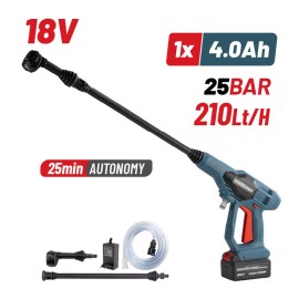 Πλυστικό Μπαταρίας 25Bar 180Lt/h 20Vx4Ah Πιστόλι 5 Λειτουργιών BORMANN Pro BPW1100 (070481)