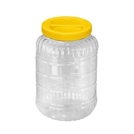 Βάζα Pet Πλαστικά Διάφανα 5Lt Συσκευασία 36Τμχ με Βιδωτό Κίτρινο Καπάκι 