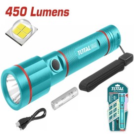 Total Επαγγελματικός Φακός LED Επαναφορτιζόμενος Λιθίου 50-450 Lumens (TCFL1865051)