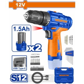 Δραπανοκατσάβιδο Μπαταρίας Li-ion 12V / 1.5Ah / 20Nm / 2 Μπαταρίες Type C Wadfow (WCDS525)