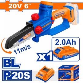 Κλαδευτικό Αλυσοπρίονο Μπαταρίας 20V 6" Brushless Λάμα 15cm με Μπαταρία 2Ah & Φορτιστή Wadfow (WCLP562E)