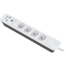 Πολύπριζο με Προστασία Υπέρτασης 4 Θέσεων+ 2 USB 1.5m Λευκό Bulle (607048)