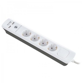 Πολύπριζο με Προστασία Υπέρτασης 4 Θέσεων + 2 USB 3m Λευκό Bulle (607049)