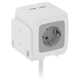 PowerCube Ασφαλείας 4 Θέσεων με 2 USB και Καλώδιο 1.5m Λευκό Bulle (607070)