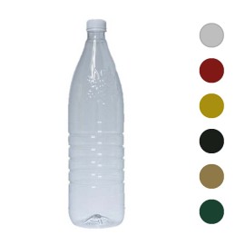 Μπουκάλια Κρασιού Πλαστικά Διάφανα 1Lt Συσκευασία 130Τμχ με Καπάκι σε Διάφορα Χρώματα