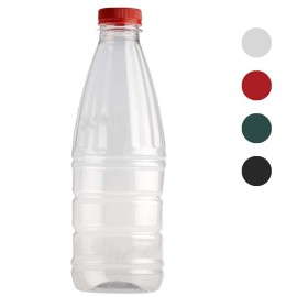 Μπουκάλια Χυμού Pet Πλαστικά Διάφανα 1000ml Συσκευασία 130Τμχ  με Καπάκι σε Διάφορα Χρώματα