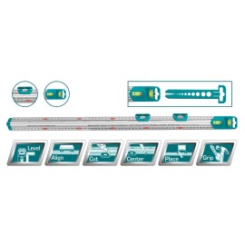 Χάρακας Αλουμινίου με 2 Αλφάδια 60cm Total (TMT646003)